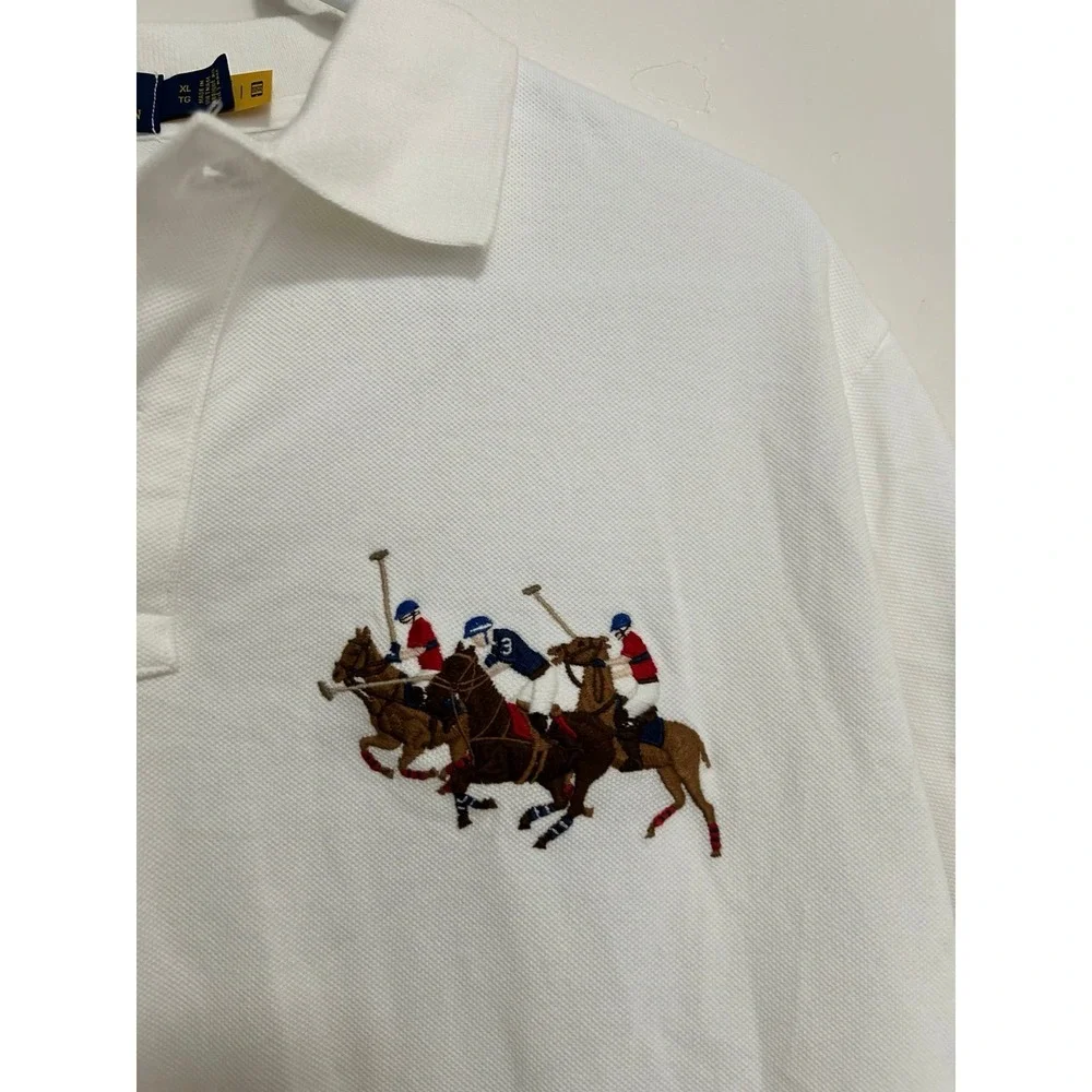 Polo Ralph‎ Lauren Short Sleeve Classic Fit Shirt Mens White Triple Pony Size XL